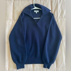 Blue & Other Stories Relaxed collared blue sweater